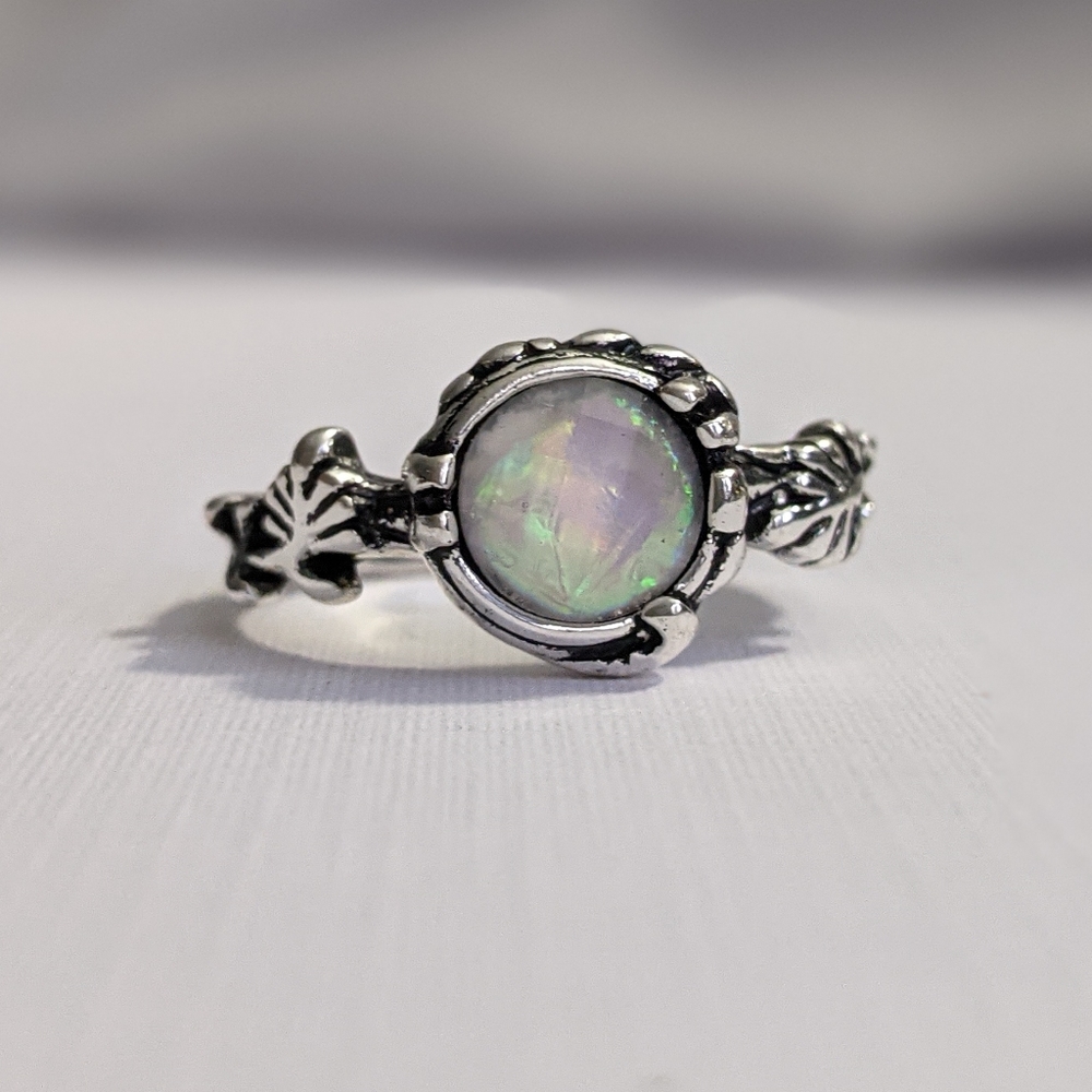 Rainbow Opal Leaves and Vines Ring
